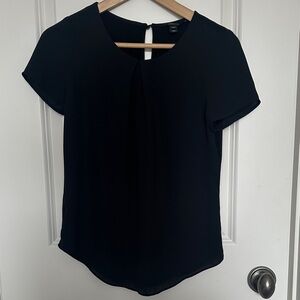RW&Co Black Short Sleeve Pleated Front Blouse- XXS